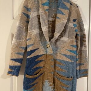 J. Jill Blue and Brown Patterned Cardigan